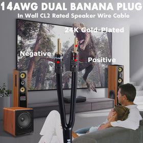 PVC Y-boot reduces snagging and keeps speaker connections organized.