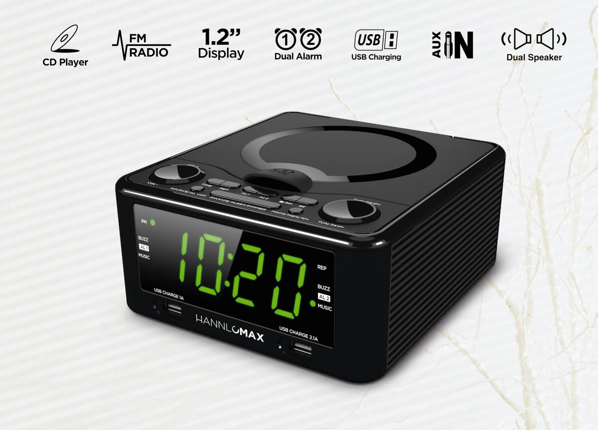 HANNLOMAX 1.2-inch green LED display with dimmer for comfortable night reading