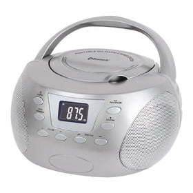 HANNLOMAX HX-332CD front view showing speakers and silver finish, clear sound from built metal body