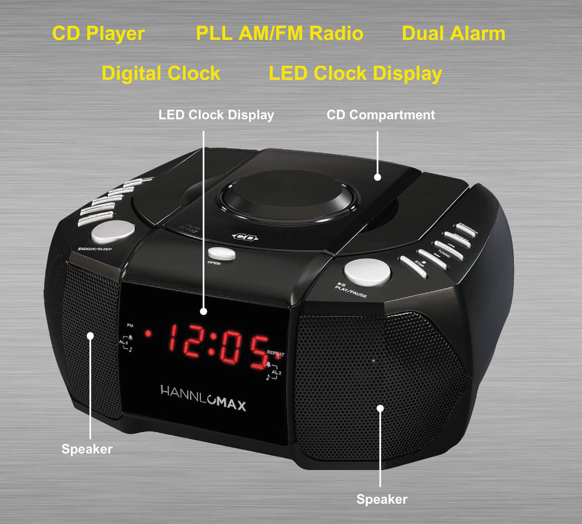 HANNLOMAX red LED clock and buttons for clear time visibility and quick control