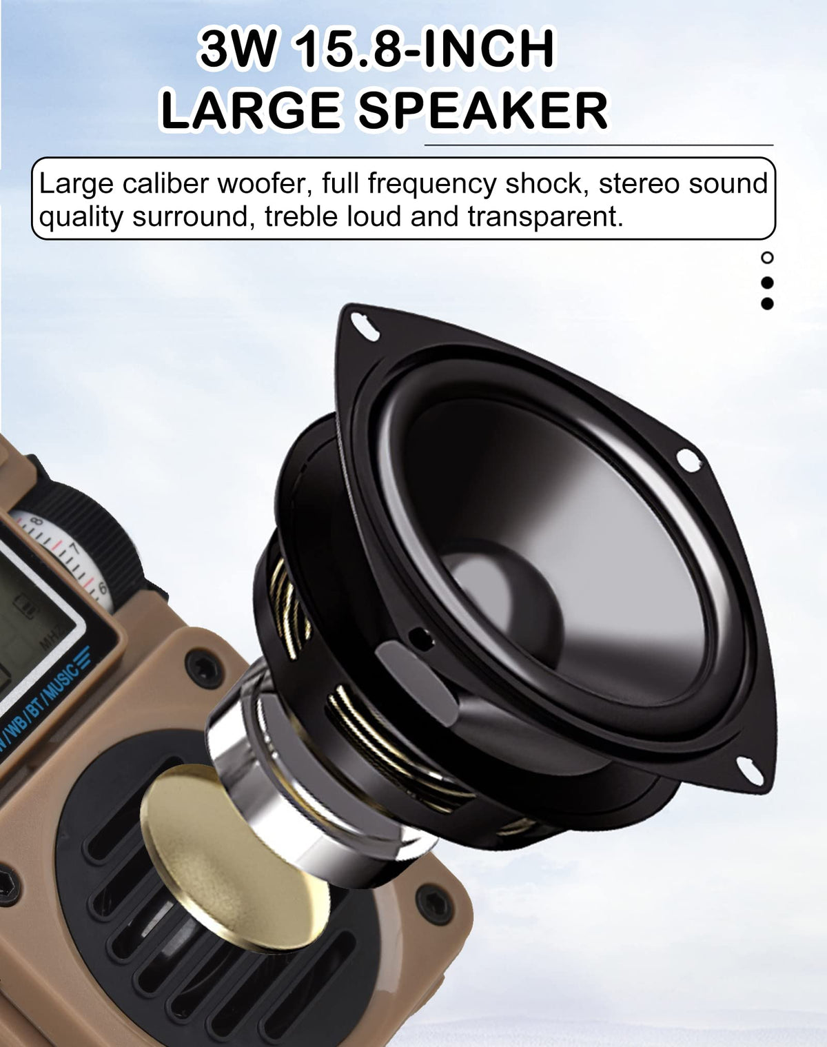 HanRongDa HRD701 extended antenna detail improving reception and NOAA weather alert pickup