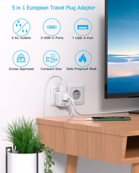 HANYCONY closeup of US AC outlets illustrating safe plug fit and flexibility