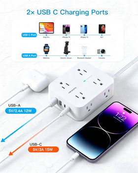 HANYCONY long 15ft cord placed behind sofa, reaches distant outlets without extensions