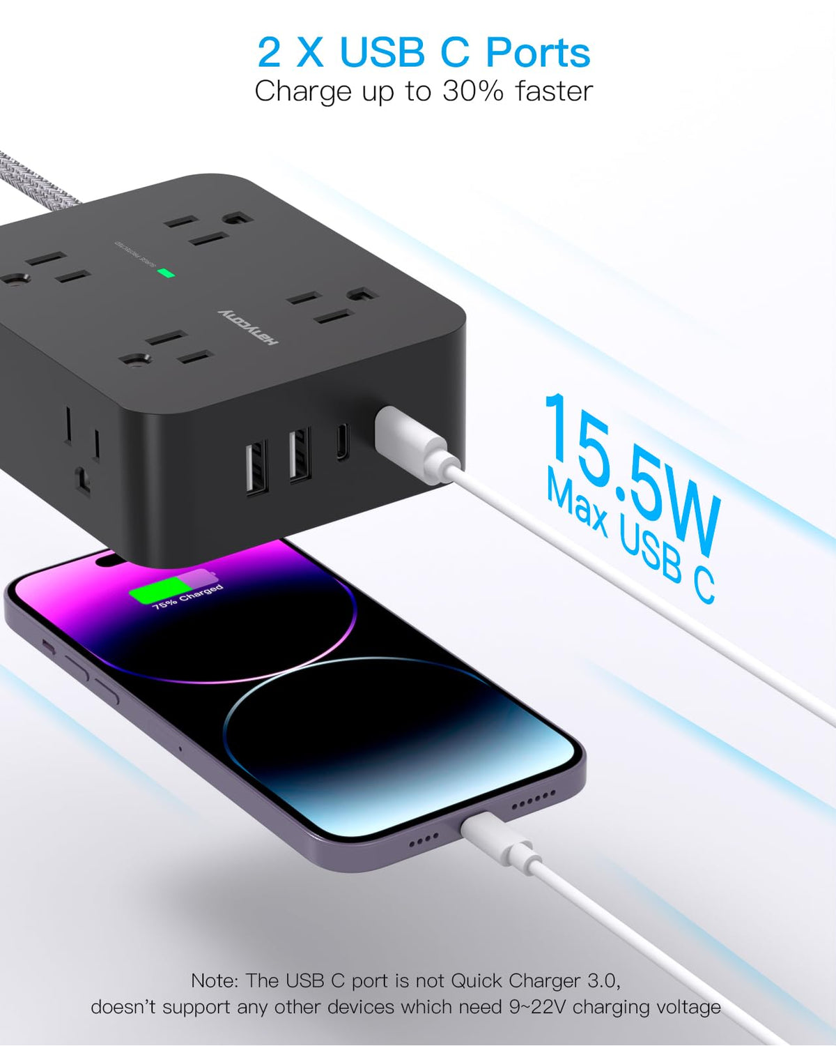 HANYCONY 6 ft flat extension cord designed for compact spaces and durability.