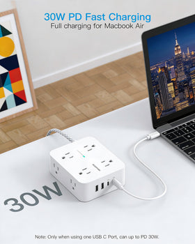 HANYCONY flat plug tucked behind sofa to save space and hide cords