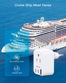 HANYCONY plugged into a European hotel socket offering convenient device charging