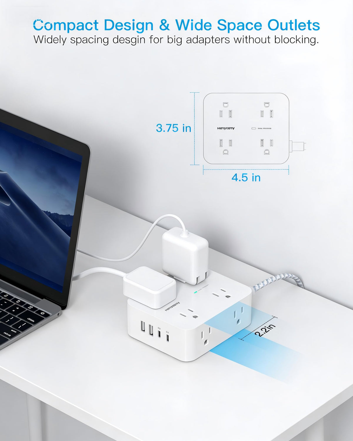 HANYCONY powering phones, laptop, and tablet simultaneously for versatile use