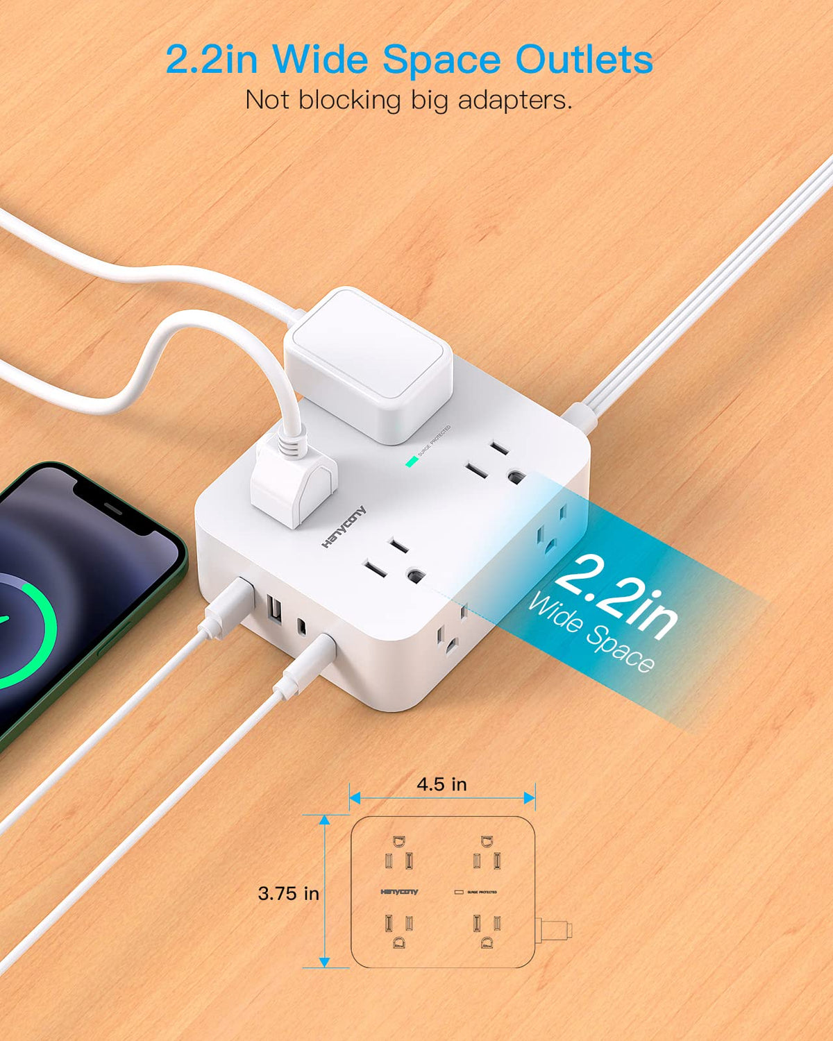 HANYCONY scale photo showing 10ft cord length for flexible placement