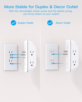 HANYCONY wide-space outlets accommodate large adapters and power bricks