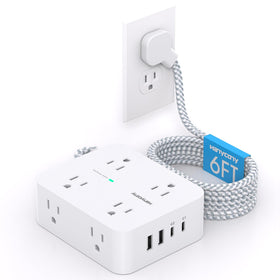 HANYCONY PD30W USB-C power strip with 8 outlets for organized desks.