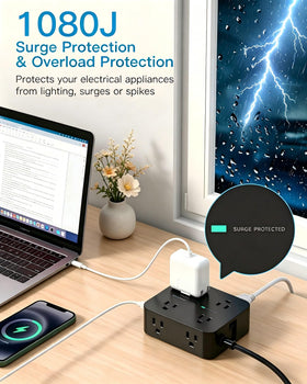 HANYCONY ports and label close-up displays USB-C, USB-A ports and safety markings