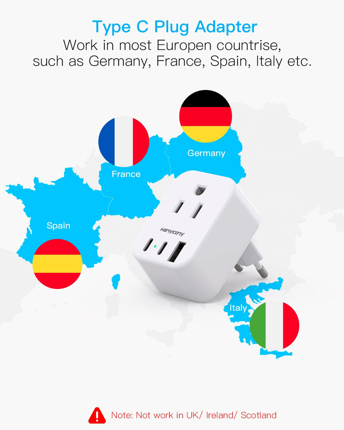 HANYCONY next to a hand to show compact size for lightweight travel packing