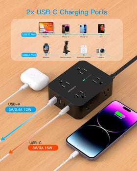 HANYCONY outlet spacing prevents big adapters blocking others