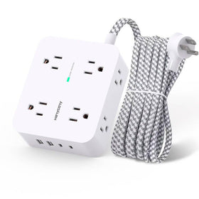 HANYCONY surge protector with eight outlets and USB ports for multi-device charging