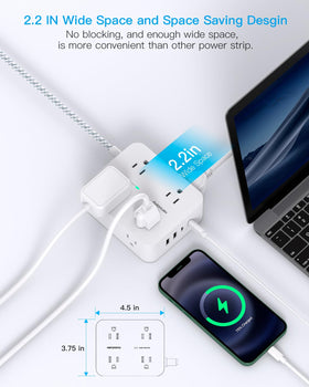 HANYCONY three-sided outlet layout preventing adapter blocking for full use