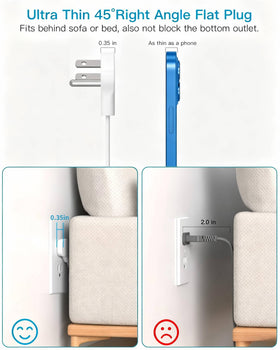HANYCONY top view three-sided widely spaced outlets, prevents bulky adapters blocking