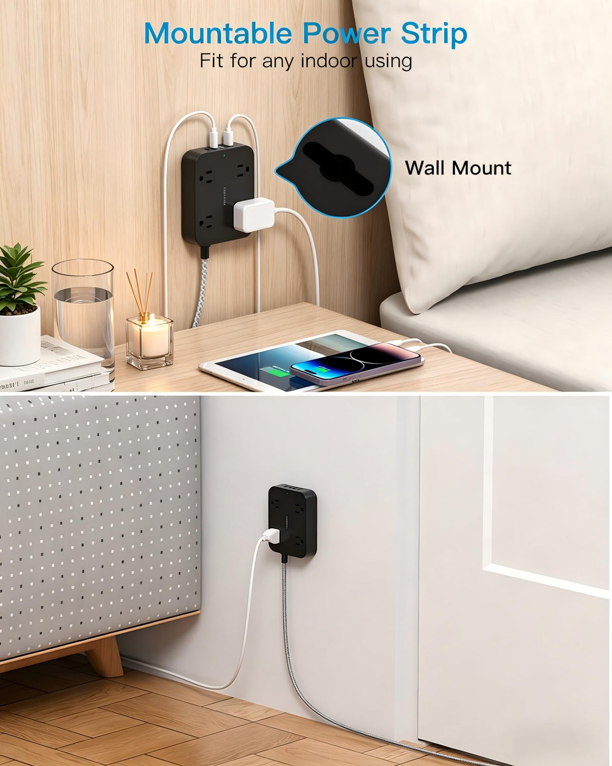 HANYCONY USB-C and USB-A charging station in use.