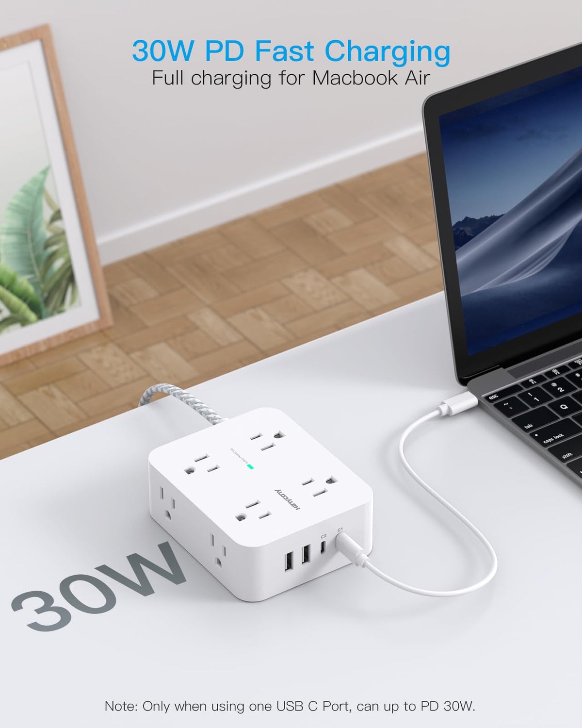 HANYCONY USB-C PD charger speeds up charging for devices.
