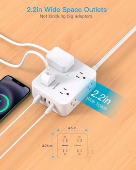 HANYCONY 2 USB-C ports charge newer gadgets quickly and efficiently.