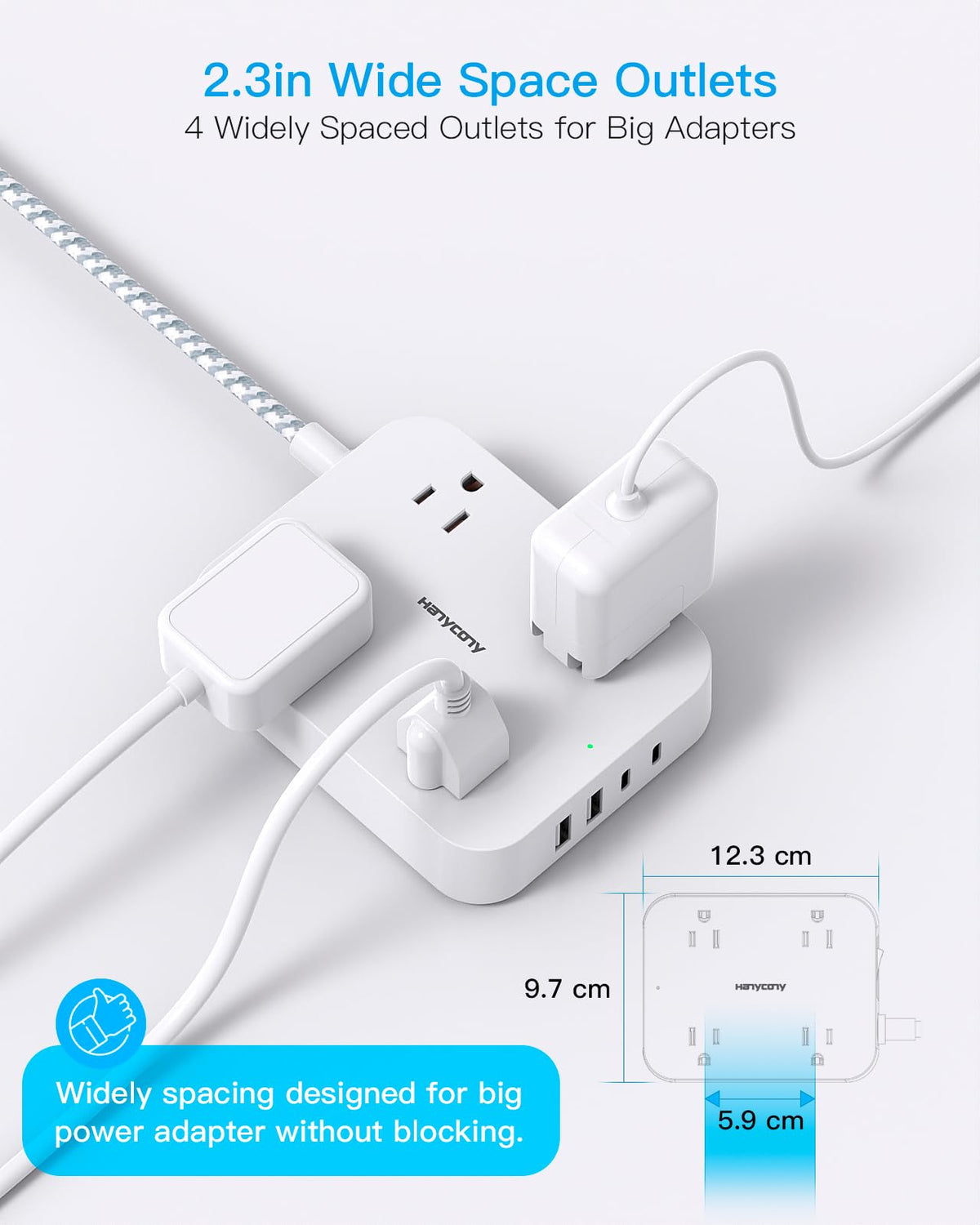 HANYCONY wall-mount ready charging station on a desk setup.
