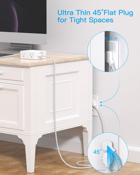 HANYCONY wall-mount-ready power strip enables flexible placement.