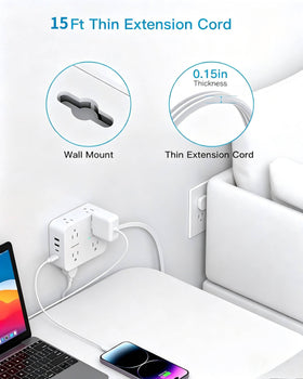 HANYCONY mounted on wall with screws, secure installation and easy access to outlets