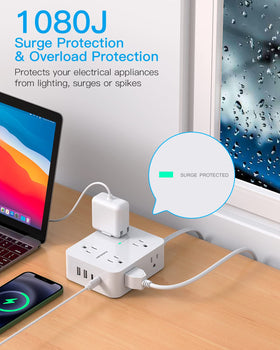 HANYCONY widely spaced outlets detail fitting large adapters without blocking