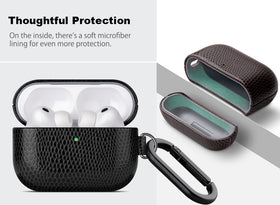 Rugged drop protection shell guards AirPods Pro 3 during daily use.