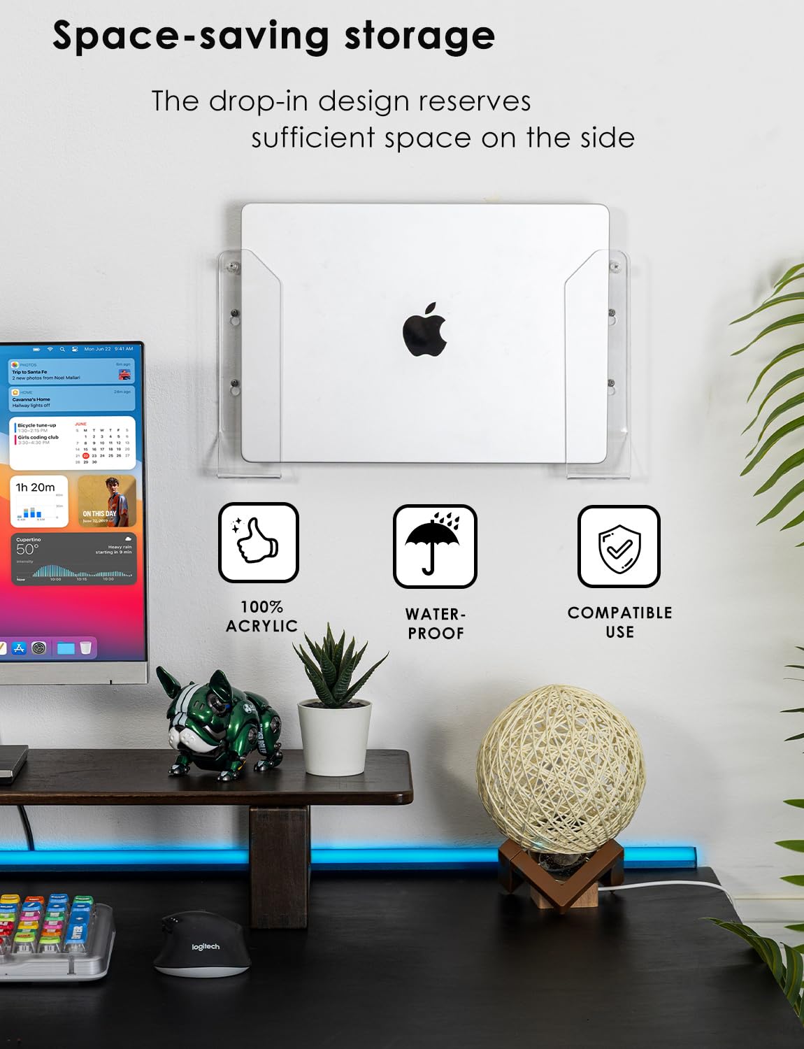 Haohaio premium clear acrylic design creates a minimalist look while saving space.