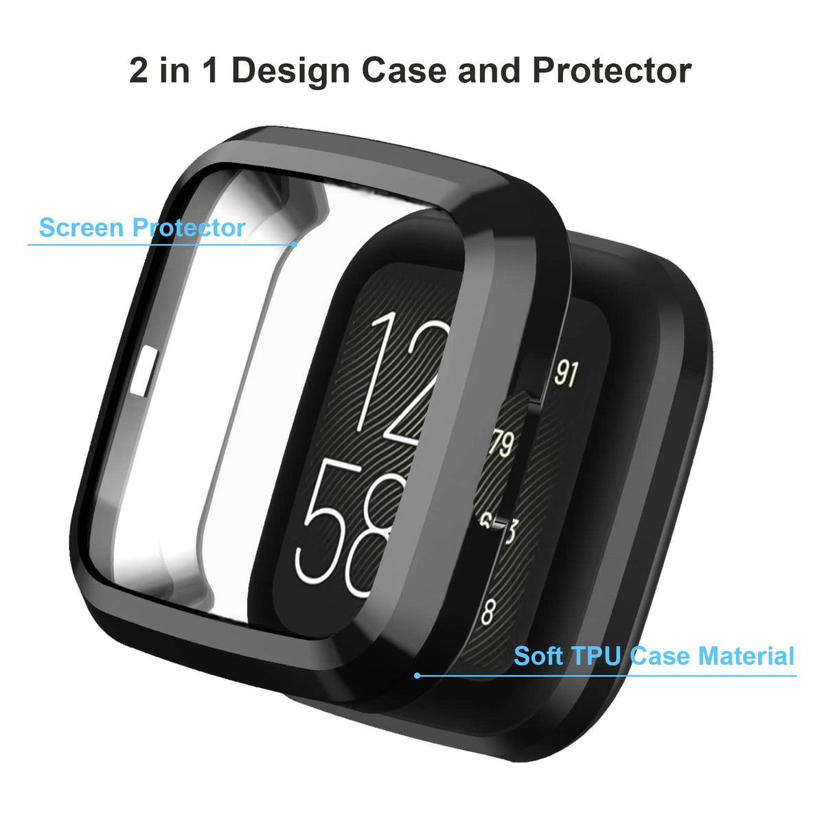 Haojavo Versa 2 bumper case highlighting slim, scratch-resistant protection.