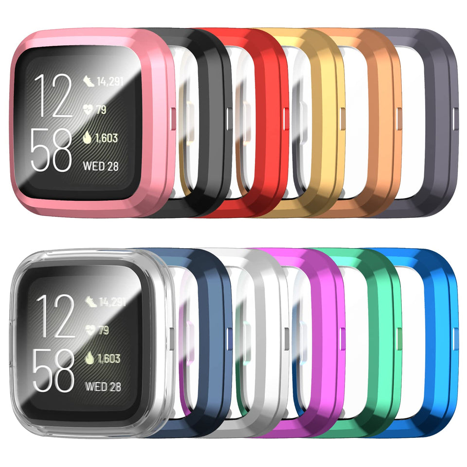 Haojavo Versa 2 case with screen protector offers clear touch and edge protection.