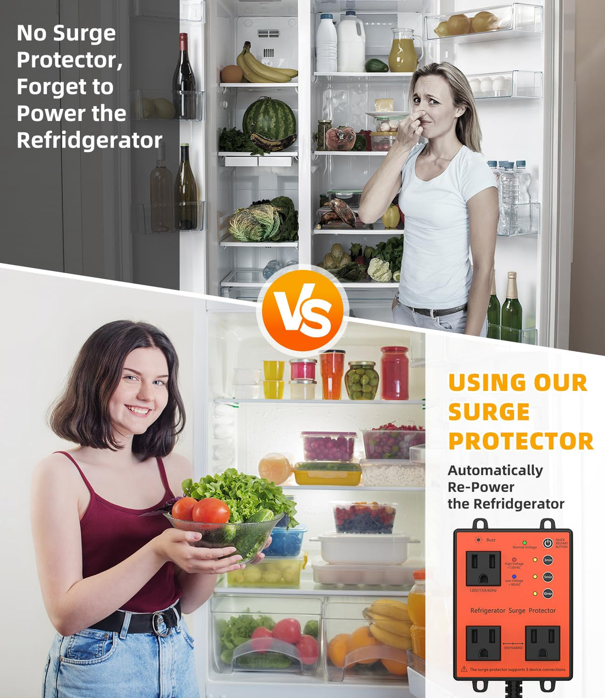 HAOYIKONG size comparison next to a refrigerator showing scale and space-saving benefit