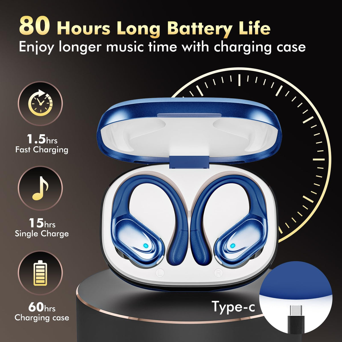 HAOYUYAN BX17 charging case with LED power display, shows battery status fast