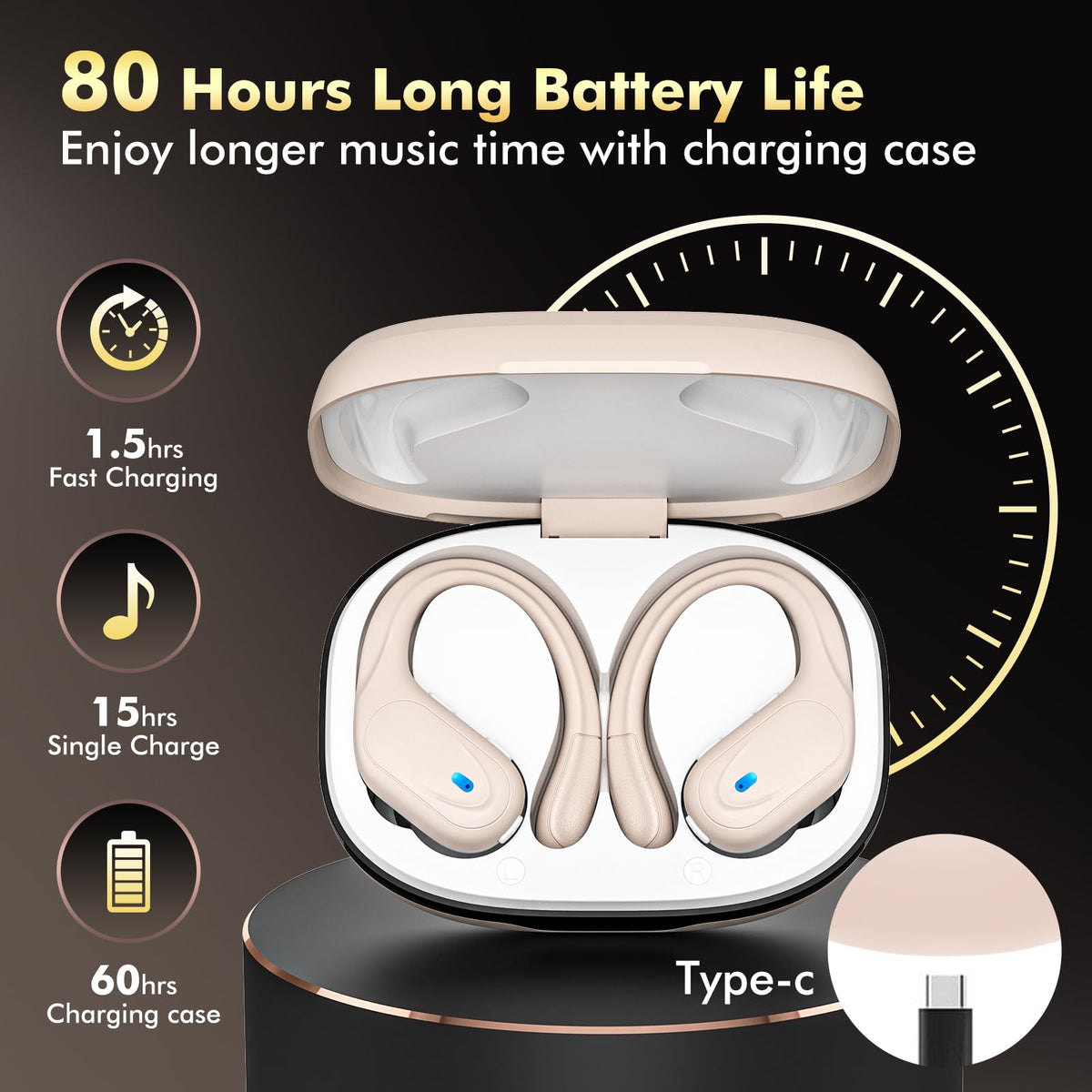 HAOYUYAN close-up of earbud texture and driver port, shows comfort detail