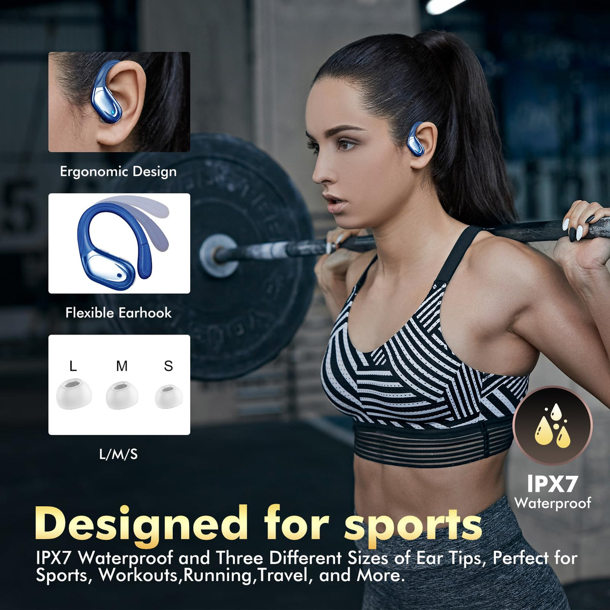 HAOYUYAN BX17 earbuds in use by runner, demonstrates sweatproof performance