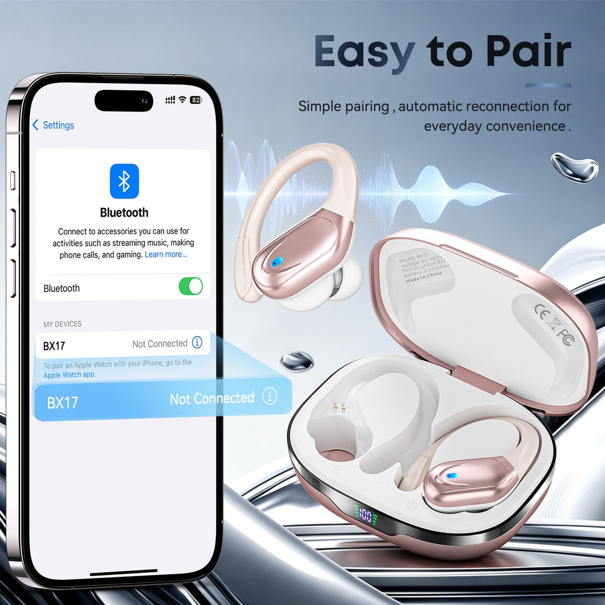 HAOYUYAN earbuds worn with ear hook for secure workout fit