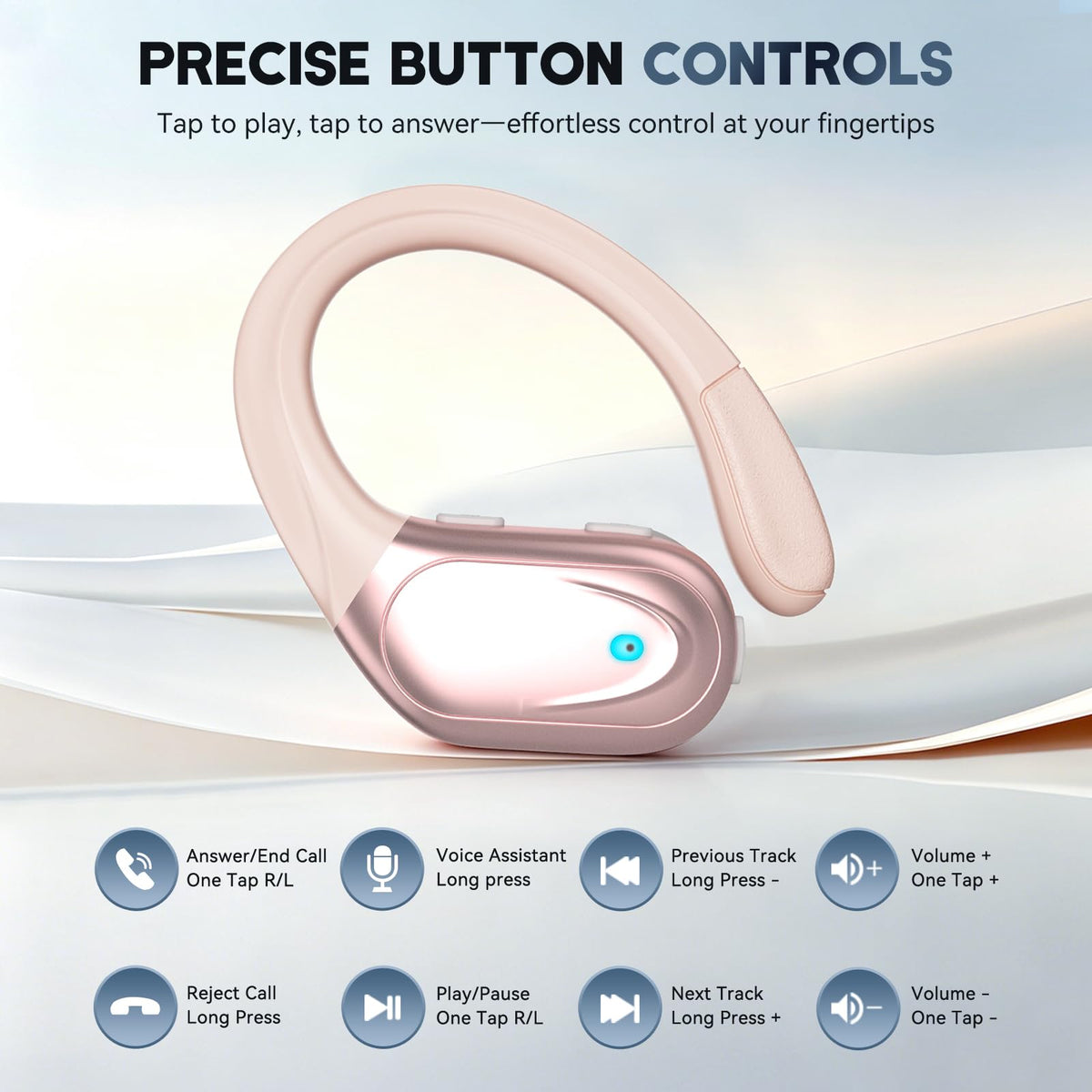 HAOYUYAN earbuds in hand demonstrating compact size and portability
