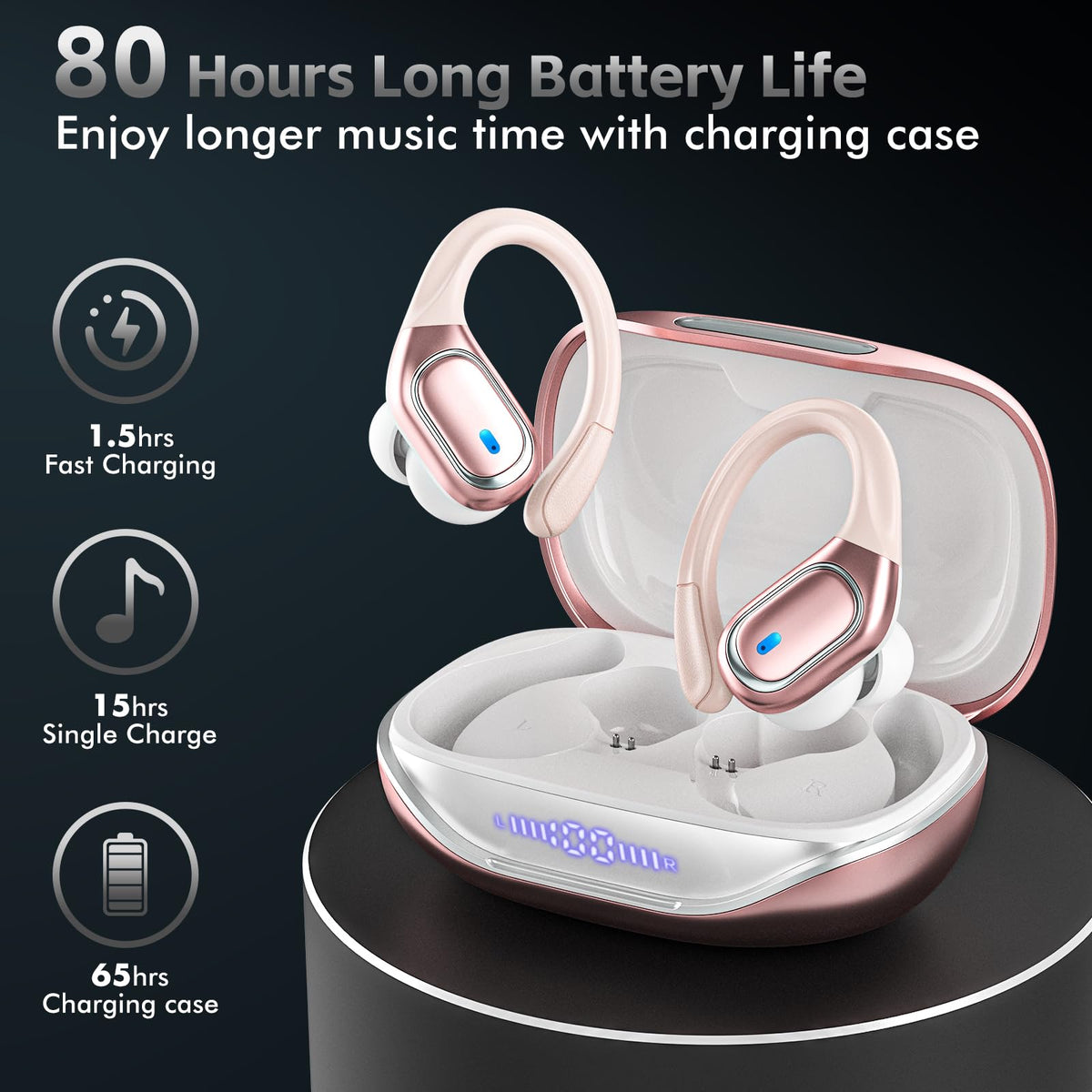 HAOYUYAN T16 charging case LED display indicating battery level benefit