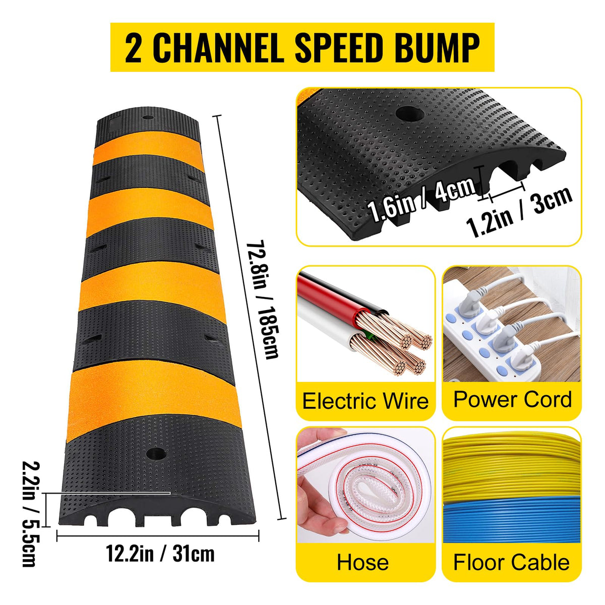 Happybuy VEVOR heavy-duty ramp shows reflective edges for night visibility.