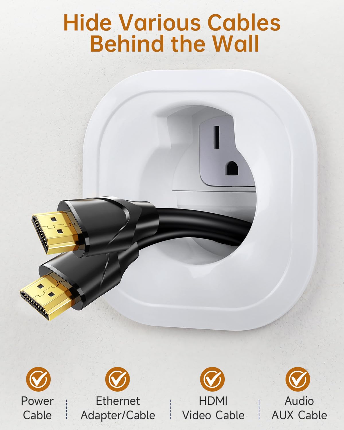 HAPYTHDA brush wall plate detail keeping HDMI and A/V cables tidy