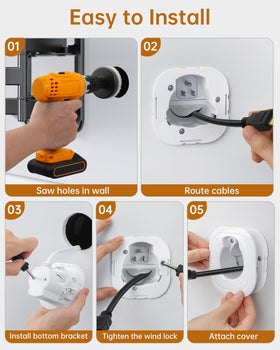 HAPYTHDA mounted TV with flush profile hiding cords for neat look
