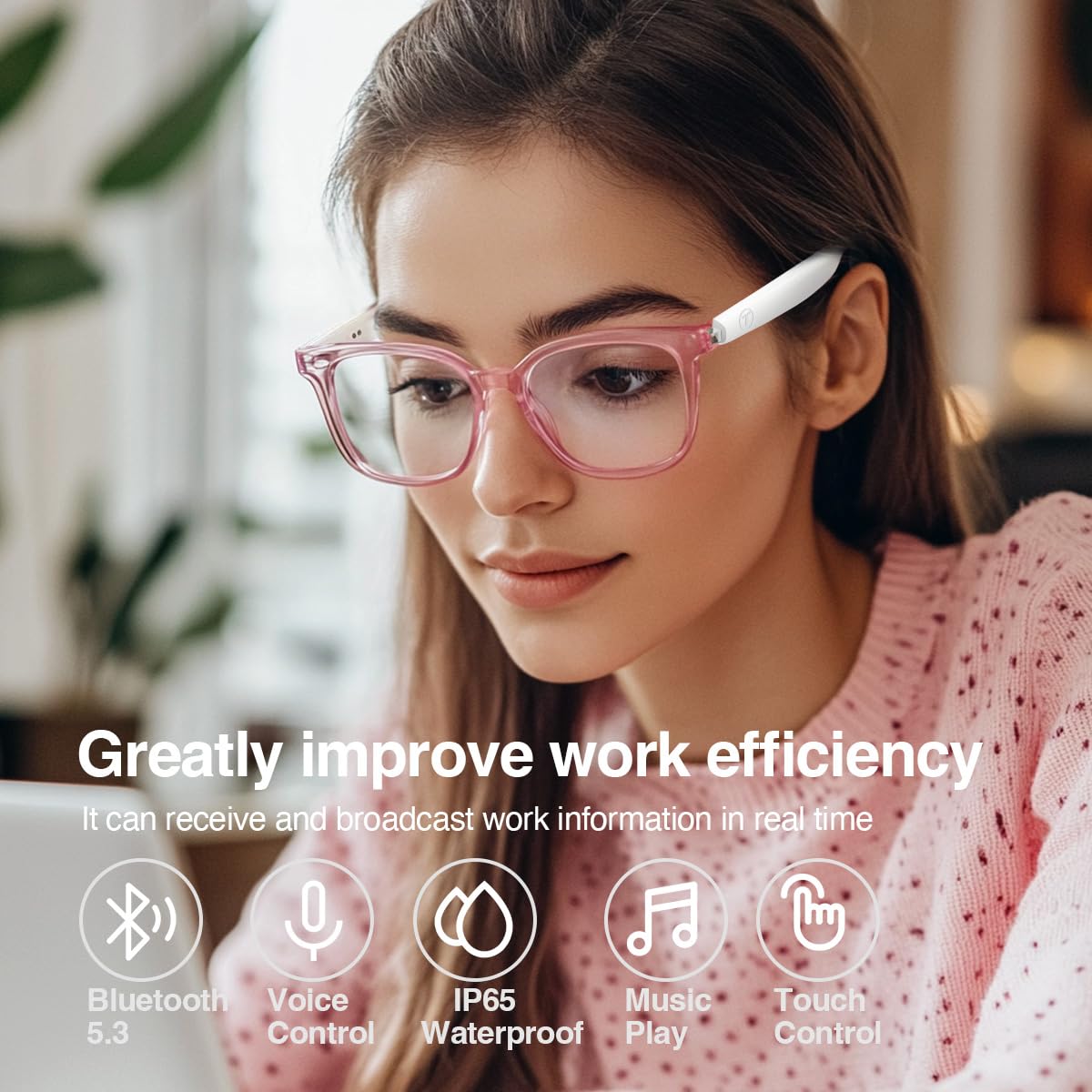 Harlafou Bluetooth Audio Smart Glasses worn on face for all‑day listening and calls