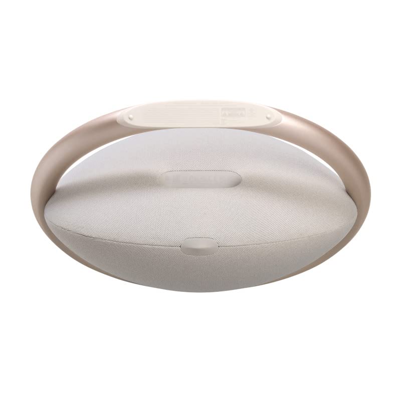 Harman Kardon Onyx Studio 8 beige recycled materials reflect eco-friendly design.