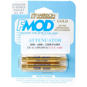 Harrison Labs gold-plated rca connector closeup illustrating secure contact and low-resistance benefit