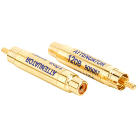 Harrison Labs front view compact attenuator pair showing robust housing and connectors benefiting neat installation