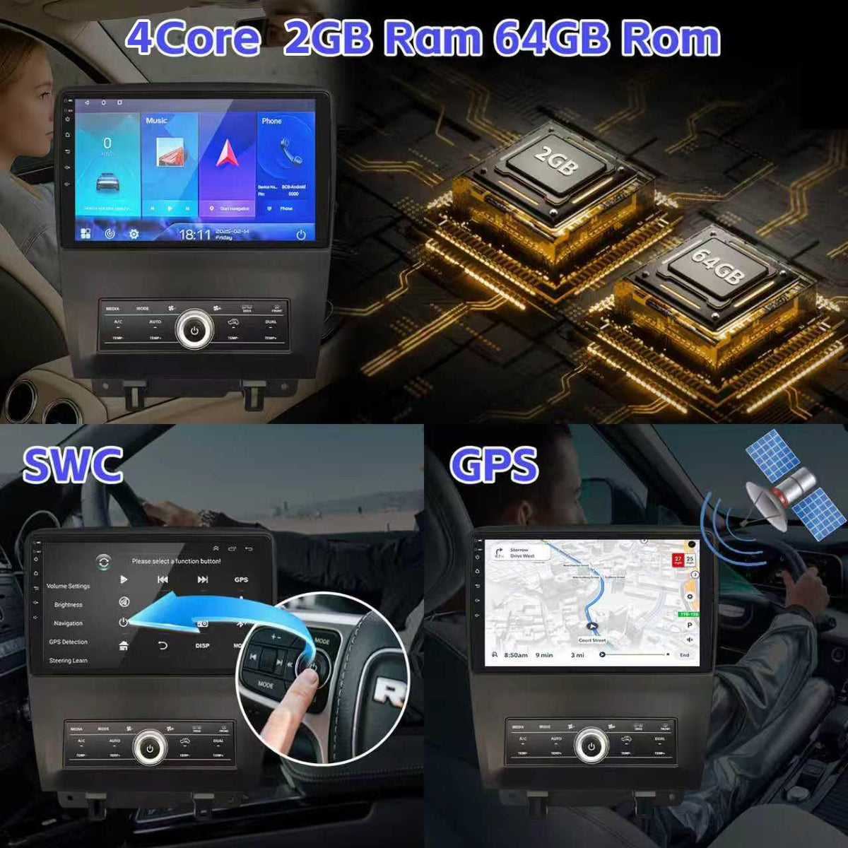 Hasenda 1080p screen delivers sharp visuals for maps and videos.