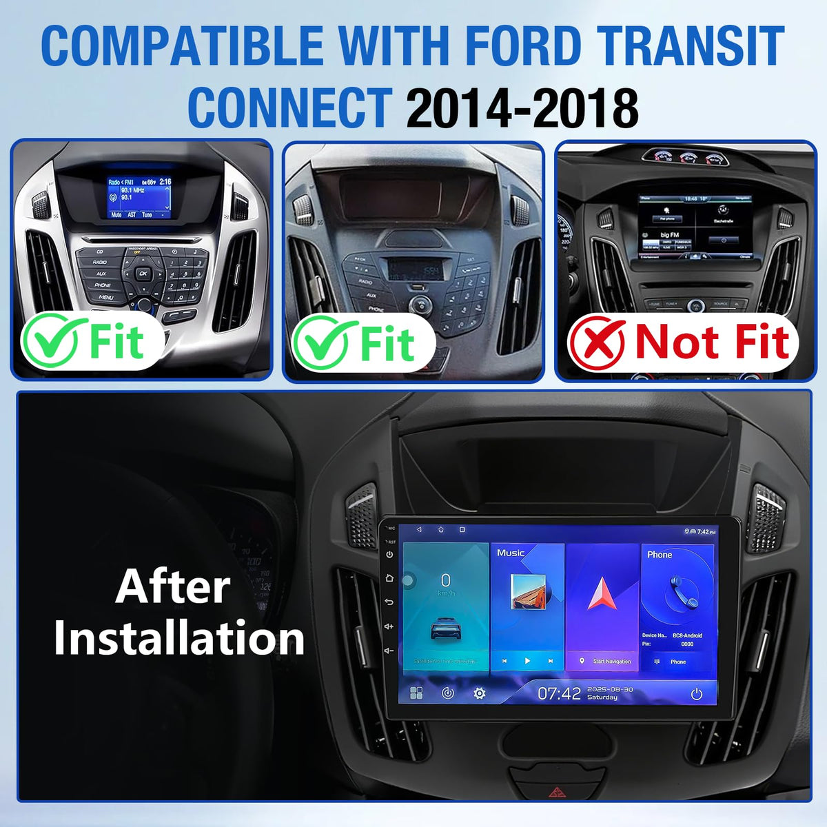 Hasenda 9-inch touchscreen display showing CarPlay interface