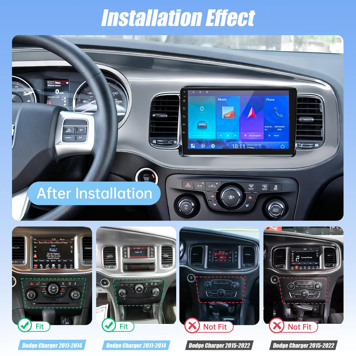 Hasenda Dodge Charger Android Auto screen for seamless app mirroring and navigation.