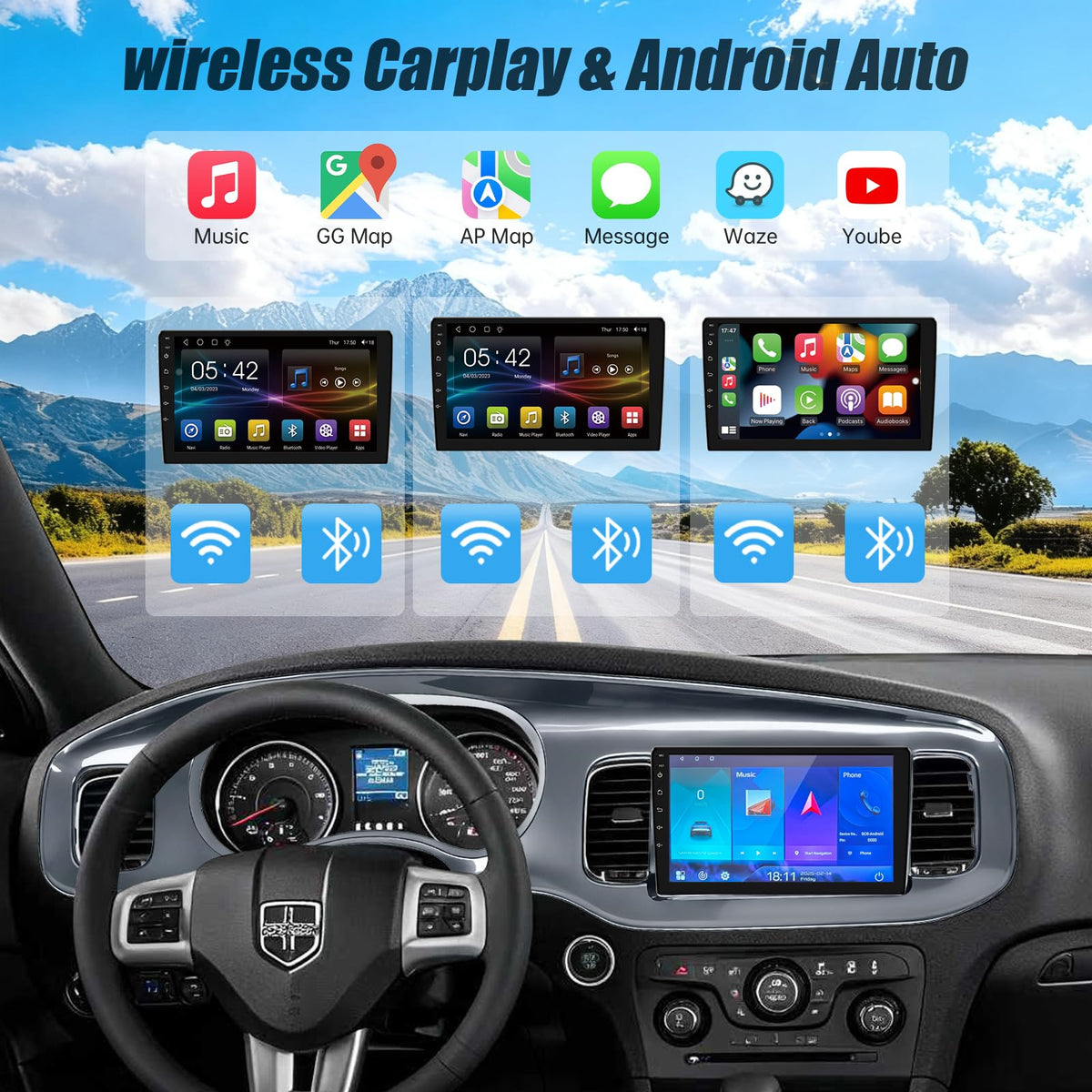Hasenda Dodge Charger navigation map screen for easy route planning on the go.