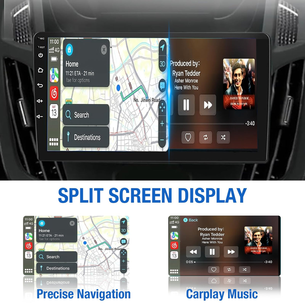 Hasenda GPS navigation map displayed on 9-inch screen